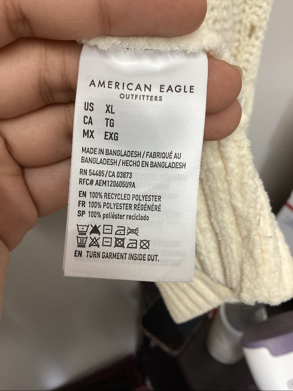 American Eagle Outfitters Cream Open-Front Crochet Cardigan - Picture 4 of 4